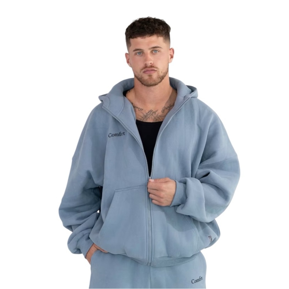 NWT COMFRT Cloud Blue Willow Zip Hoodie Size Extra Extra Small